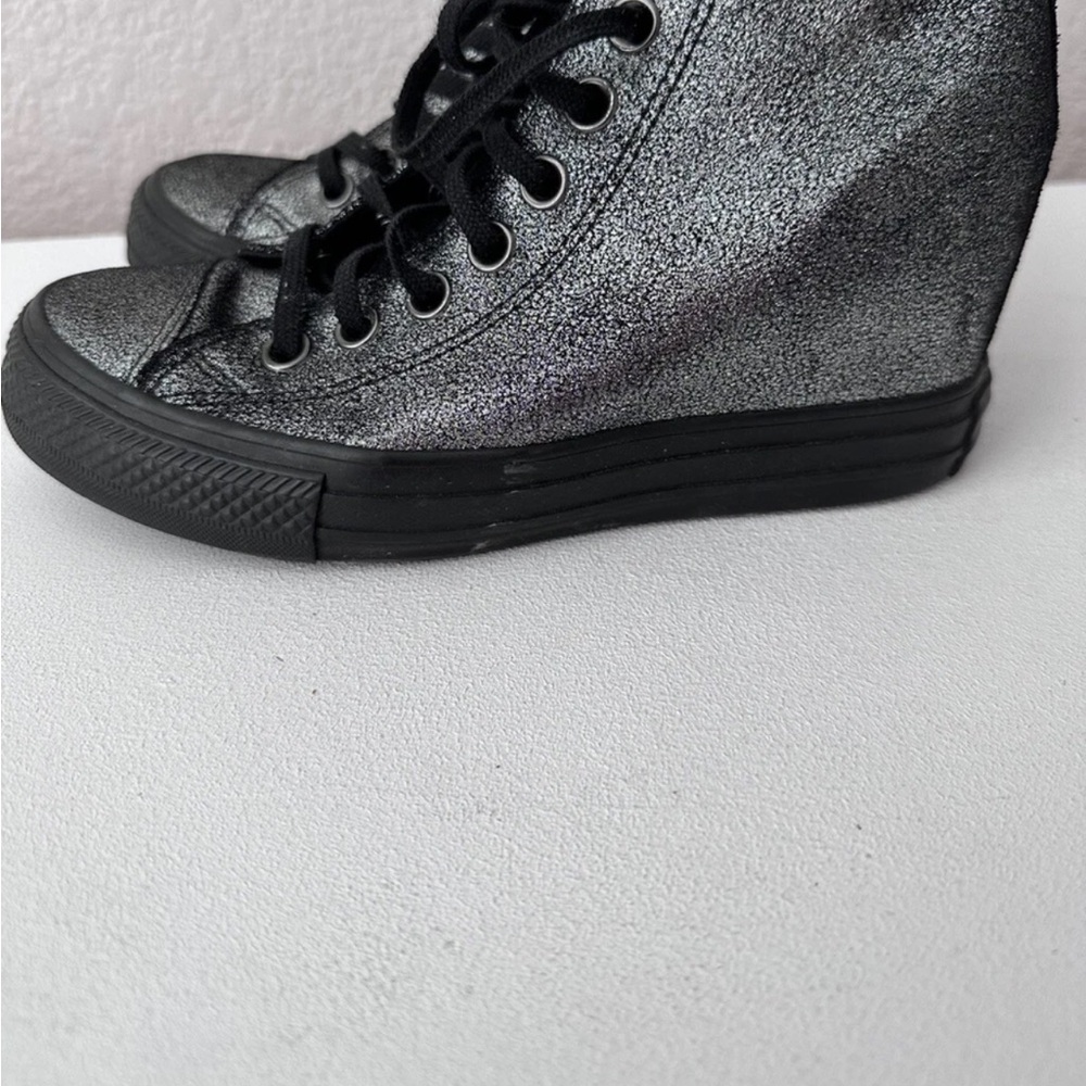 Converse Chuck Taylor Women's Silver and Black High-Top Sneakers - Picture 9 of 10